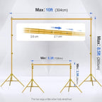 Backdrop Stand 10x8.5FT Adjustable Back Drop Stand for Party -Gold in 10x8.5FT, alternate view 2