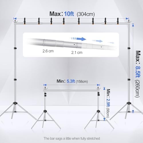 Backdrop Stand 10x8.5FT Adjustable Back Drop Stand for Party -Silver in 10x8.5FT, alternate view 3
