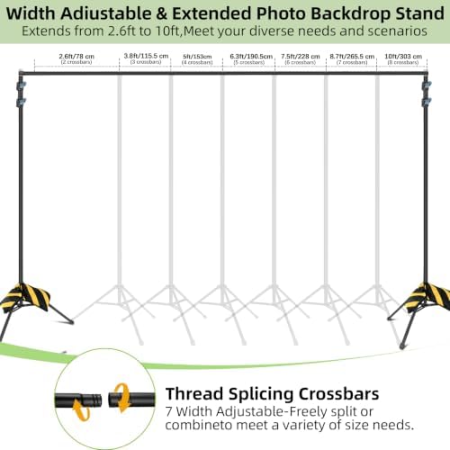 Backdrop Stand 10x8.5ft(WxH)-7 Widths Adjustable Heavy Duty Photo Studio Photography Background Stand Frame, alternate view 2