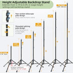 Backdrop Stand 10x8.5ft(WxH)-7 Widths Adjustable Heavy Duty Photo Studio Photography Background Stand Frame, alternate view 3