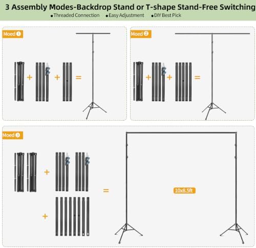 Backdrop Stand 10x8.5ft(WxH)-7 Widths Adjustable Heavy Duty Photo Studio Photography Background Stand Frame, alternate view 4