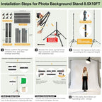 Backdrop Stand 10x8.5ft(WxH)-7 Widths Adjustable Heavy Duty Photo Studio Photography Background Stand Frame, alternate view 7