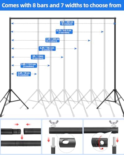 Backdrop Stand 10x8ft, Versatile Sizes Adjustable Banner Holder in 10x8ft, alternate view 3