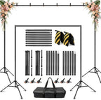 Backdrop Stand 10x9.2ft(WxH) Heavy Duty Adjustable Photo Studio Background Stand Support kit with 6 Clamps 2