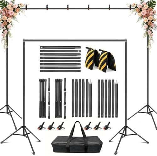 Backdrop Stand 10x9.2ft(WxH) Heavy Duty Adjustable Photo Studio Background Stand Support kit with 6 Clamps 2