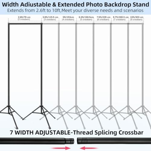 Backdrop Stand 10x9.2ft(WxH) Heavy Duty Adjustable Photo Studio Background Stand Support kit with 6 Clamps 2, alternate view