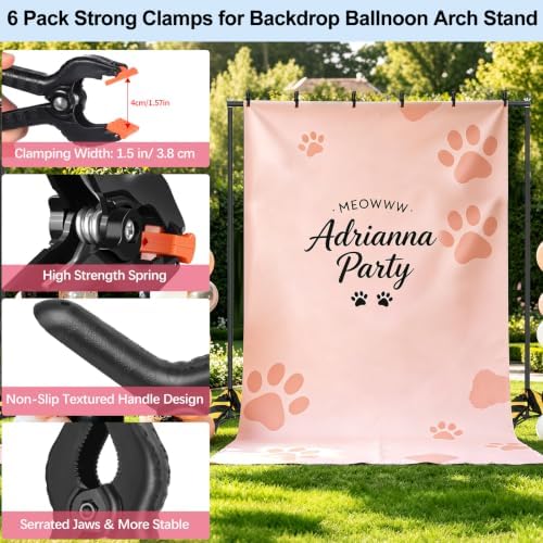 Backdrop Stand 10x9.2ft(WxH) Heavy Duty Adjustable Photo Studio Background Stand Support kit with 6 Clamps 2, alternate view