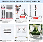 Backdrop Stand 10x9.2ft(WxH) Heavy Duty Adjustable Photo Studio Background Stand Support kit with 6 Clamps 2, alternate view