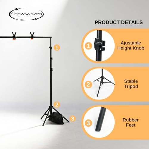 Backdrop Stand, 6.4ft x 10ft Adjustable Photo Background Stand with Carry Bag for Photography Photo Video, alternate view 2