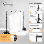 Backdrop Stand, 6.4ft x 10ft Adjustable Photo Background Stand with Carry Bag for Photography Photo Video, alternate view 3