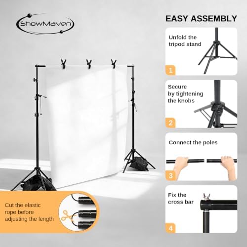 Backdrop Stand, 6.4ft x 10ft Adjustable Photo Background Stand with Carry Bag for Photography Photo Video, alternate view 3