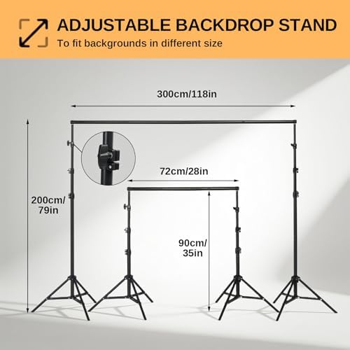 Backdrop Stand, 6.4ft x 10ft Adjustable Photo Background Stand with Carry Bag for Photography Photo Video, alternate view 4