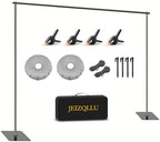 Backdrop Stand, 6.5ft Height 9ft Width Adjustable Photography Background Support Poles with Heavy Duty Flat