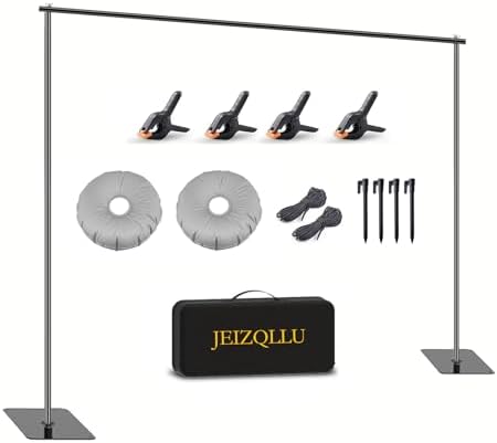 Backdrop Stand, 6.5ft Height 9ft Width Adjustable Photography Background Support Poles with Heavy Duty Flat