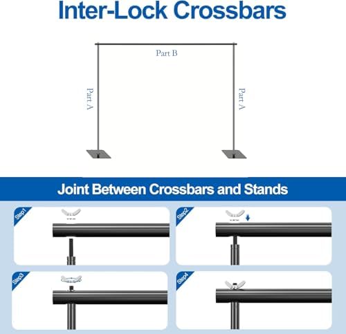 Backdrop Stand, 6.5ft Height 9ft Width Adjustable Photography Background Support Poles with Heavy Duty Flat, alternate view 5