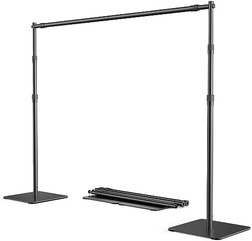 Backdrop Stand, 8x10 ft Adjustable Photo Backdrop Stand Kit, Heavy Duty Backdrop Stand with Steel Base for