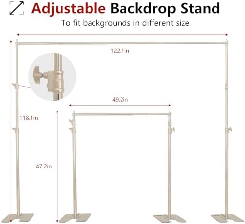 Backdrop Stand, 8x10 ft Adjustable Photo Backdrop Stand Kit, Heavy Duty Backdrop Stand with Steel Base for, alternate view 3