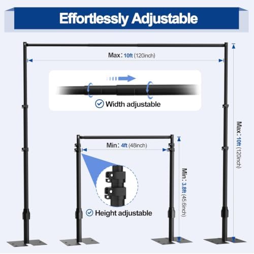 Backdrop Stand Heavy Duty 10x10Ft Adjustable Pipe and Drape Kit-Black in 10x10Ft, alternate view 2
