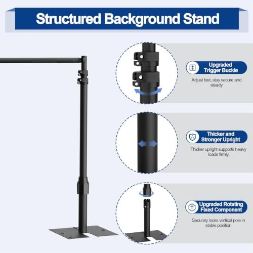 Backdrop Stand Heavy Duty 10x10Ft Adjustable Pipe and Drape Kit-Black in 10x10Ft, alternate view 3