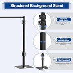 Backdrop Stand Heavy Duty 10x10Ft Adjustable Pipe and Drape Kit-Black in 10x10Ft, alternate view 3