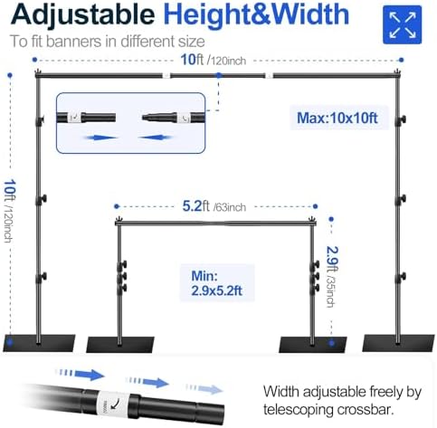 Backdrop Stand Heavy Duty 10x10ft Adjustable Pipe and Drape Stand in 10x10ft, alternate view 2