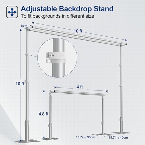 Backdrop Stand Heavy Duty 10x10Ft Double Crossbar Pipe and Drape in 10x10Ft, alternate view 4