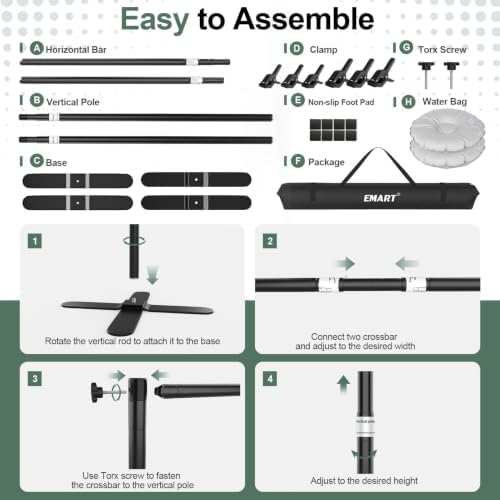 Backdrop Stand Heavy Duty 10x10ft, Pipe and Drape with X-Shaped Base in 10x10ft, alternate view 6
