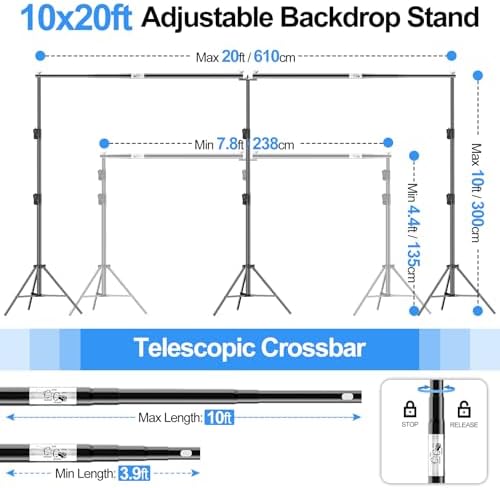 Backdrop Stand Heavy Duty, 10x20ft Adjustable Photo Backdrop Stand in 10x20ft, alternate view 2