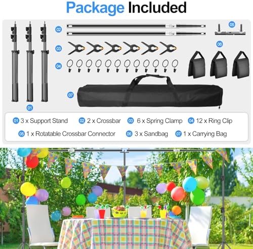 Backdrop Stand Heavy Duty, 10x20ft Adjustable Photo Backdrop Stand in 10x20ft, alternate view 6