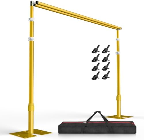 Backdrop Stand Heavy Duty 12x10Ft Double Crossbar Pipe and Drape-Gold in 12x10Ft