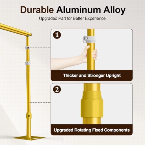Backdrop Stand Heavy Duty 12x10Ft Double Crossbar Pipe and Drape-Gold in 12x10Ft, alternate view 3