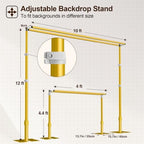 Backdrop Stand Heavy Duty 12x10Ft Double Crossbar Pipe and Drape-Gold in 12x10Ft, alternate view 4
