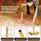 Backdrop Stand Heavy Duty 12x10Ft Double Crossbar Pipe and Drape-Gold in 12x10Ft, alternate view 5