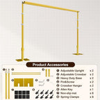 Backdrop Stand Heavy Duty 12x10Ft Double Crossbar Pipe and Drape-Gold in 12x10Ft, alternate view 6