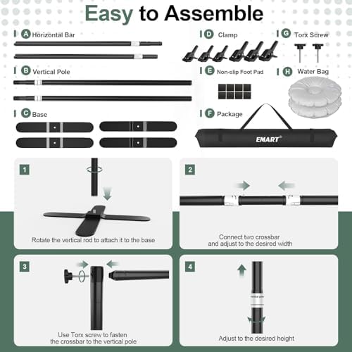Backdrop Stand Heavy Duty 8.5x10ft, Pipe and Drape with X-Shaped Base in 8.5x10ft, alternate view 6