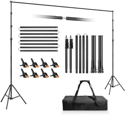 Backdrop Stand Kit 10x8.5ft(WxH) for Party Photography Weddings in 8.5x10ft in Black