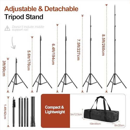 Backdrop Stand Kit 10x8.5ft(WxH) for Party Photography Weddings in 8.5x10ft in Black, alternate view 5