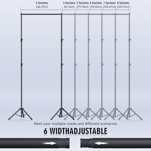 Backdrop Stand Kit - 6 Widths, 10x10ft Adjustable Background Stand for Parties & Studio Photography in 10x10ft, alternate