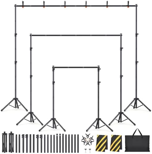 Backdrop Stand Kit - 6 Widths, 10x8.5ft Adjustable Background Stand for Parties & Studio Photography in 10x8.5ft
