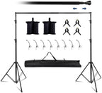 Backdrop Stand Kit for Photography, Heavy Duty Photo Background Stand in Tripods with Telescopic Crossbar