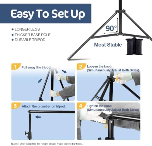 Backdrop Stand Kit for Photography, Heavy Duty Photo Background Stand in Tripods with Telescopic Crossbar, alternate view 4
