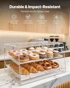 Bakery Display Case, 2-Tier Commercial Countertop Pastry Display Case, Clear Acrylic Bread Box for Kitchen, alternate view 2
