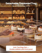 Bakery Display Case, 2-Tier Commercial Countertop Pastry Display Case, Clear Acrylic Bread Box for Kitchen, alternate view 5