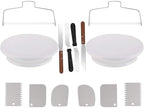 Baking Supplies Turntable, Cake Decorating Supplies with Decorating Comb/Icing Smoother(6pcs),2 Icing Spatula