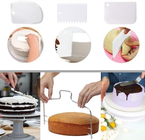 Baking Supplies Turntable, Cake Decorating Supplies with Decorating Comb/Icing Smoother(6pcs),2 Icing Spatula, alternate view