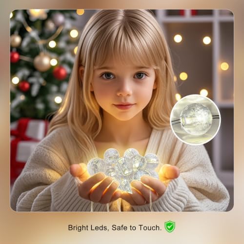 Ball Curtain Lights, Warm White Window Light 70 Balls Hanging Lights with Remote Fairy Led Twinkle String Light, alternate