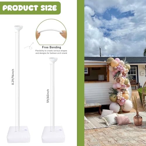 Balloon Arch Kit 8.2FT & 5FT, Adjustable Half Balloon Arch Stand with Base, Floor Balloon Stand Plant Support, alternate view