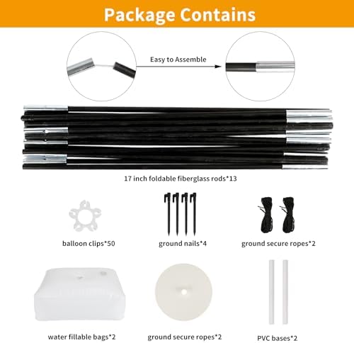 Balloon Arch Kit, 8ft Tall & 9ft Wide Adjustable Balloon Arch Frame Stand with 2 PVC Bases,2 Water Fillable, alternate view 3