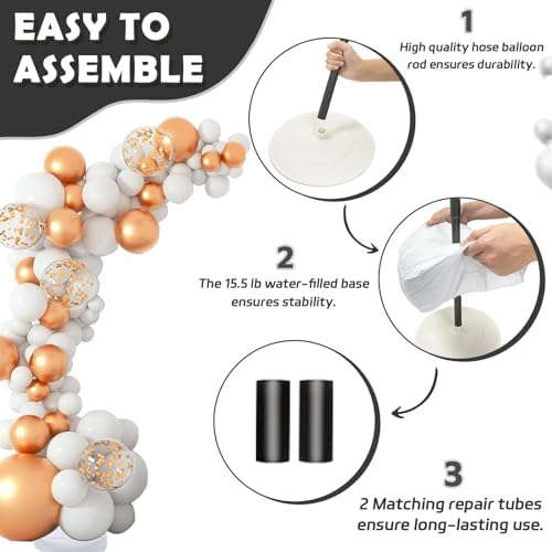 Balloon Arch Kit 9.35FT & 6FT, Bendable Balloon Arch Stand with Base, alternate view 5