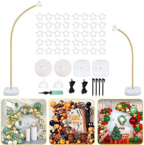 Balloon Arch Kit 9.35FT & 6FT, Free Bending Half Balloon Arch Stand with Base, Floor Gold Balloon Arch Frame